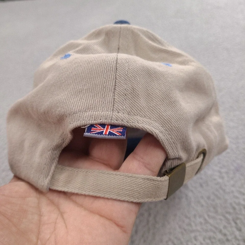 London UK British Hat Cap Beige Blue Denim Flag Buckle Strap‎ One Size Cotton